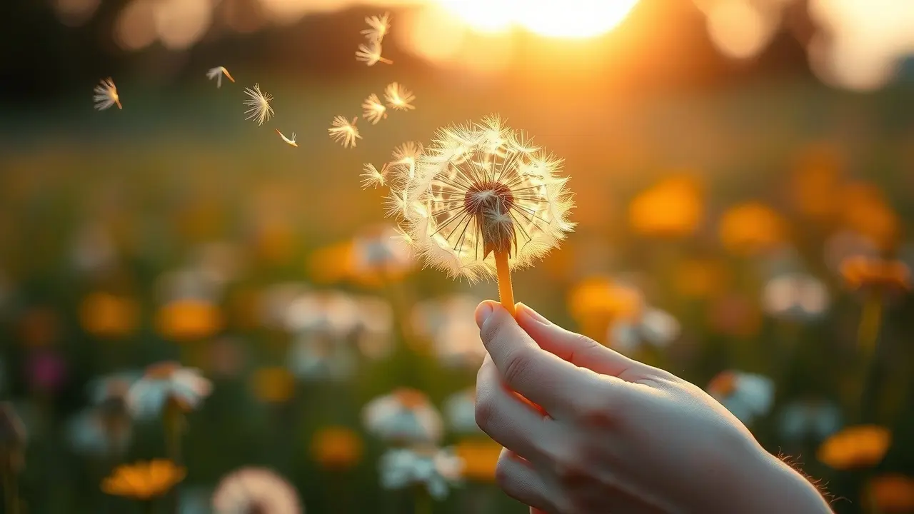 Sonhar com Soprar: Descubra os Significados e Interpretações! Pessoa soprando dente-de-leão, sementes voando