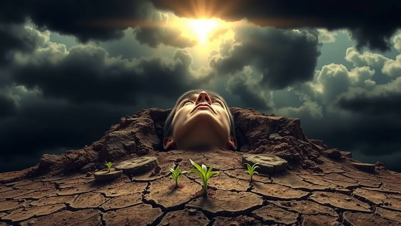 Sonhar com Soterramento: Descubra os Significados e Interpretações Pessoa sendo soterrada em sonho.