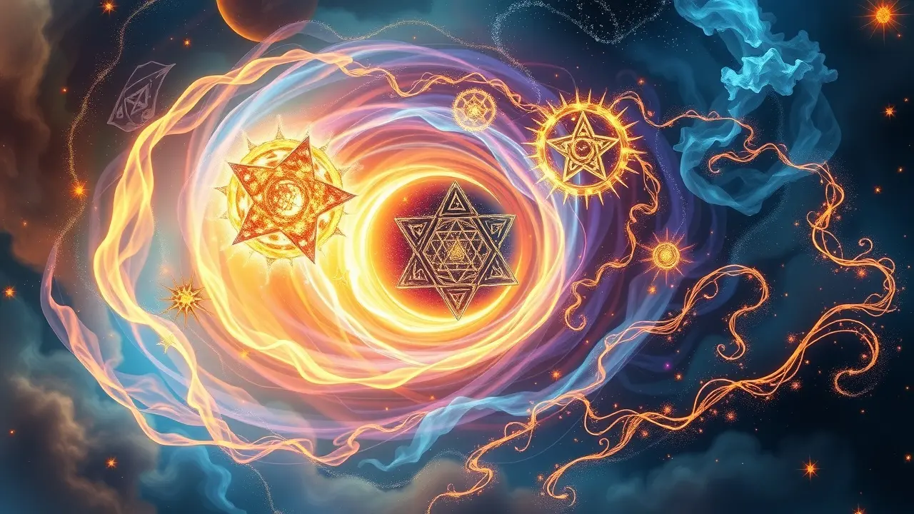 Vórtice de luzes e símbolos: Sonhar com Spiritus Mundi.