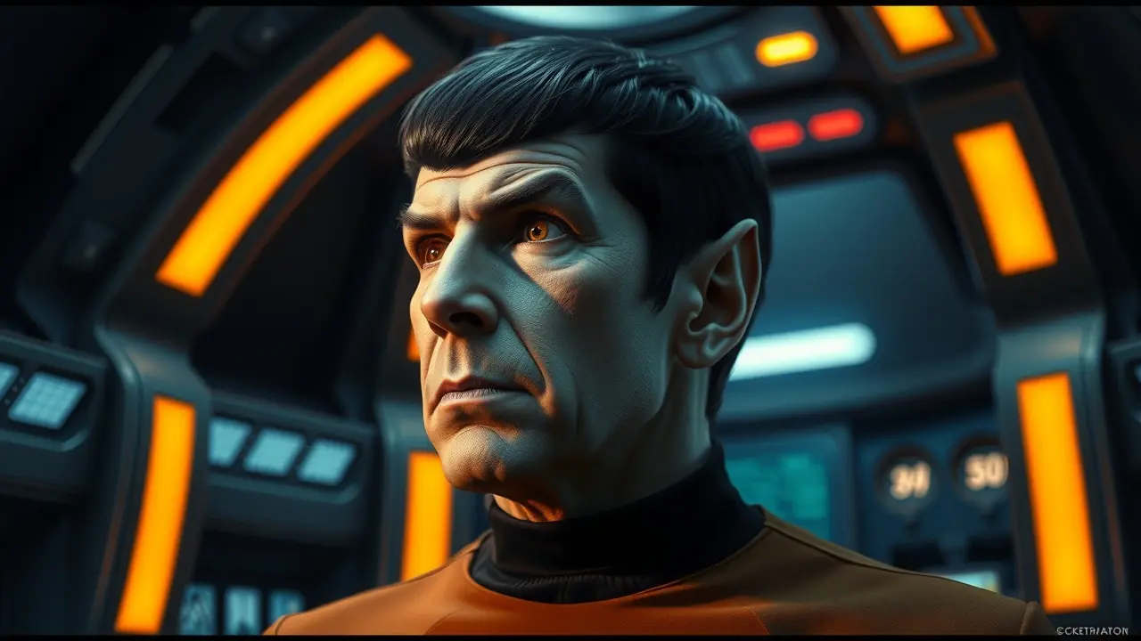 Spock pensativo na Enterprise