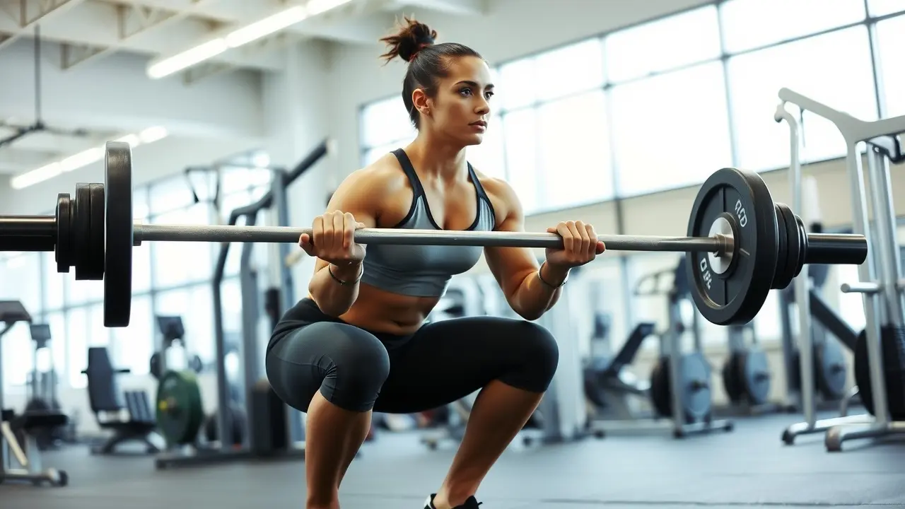 Sonhar com Squat: Descubra o Significado e as Mensagens Ocultas Pessoa fazendo agachamento com barra em academia.