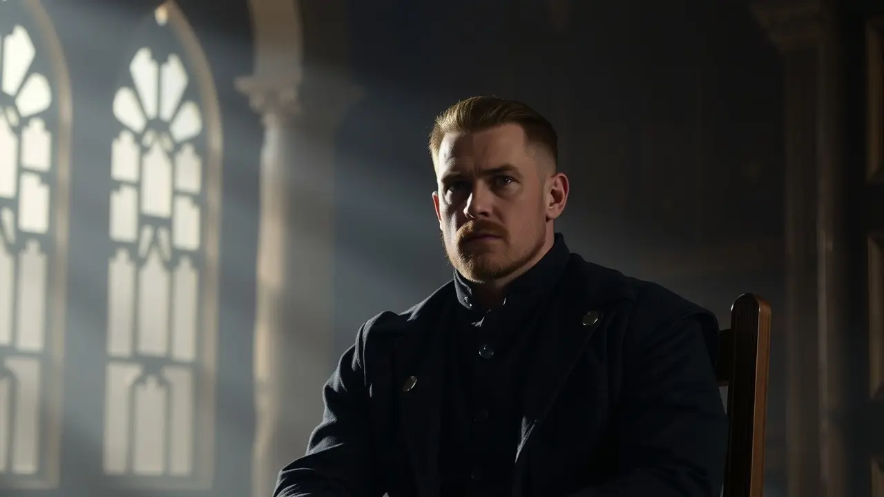 Stannis Baratheon com expressão severa