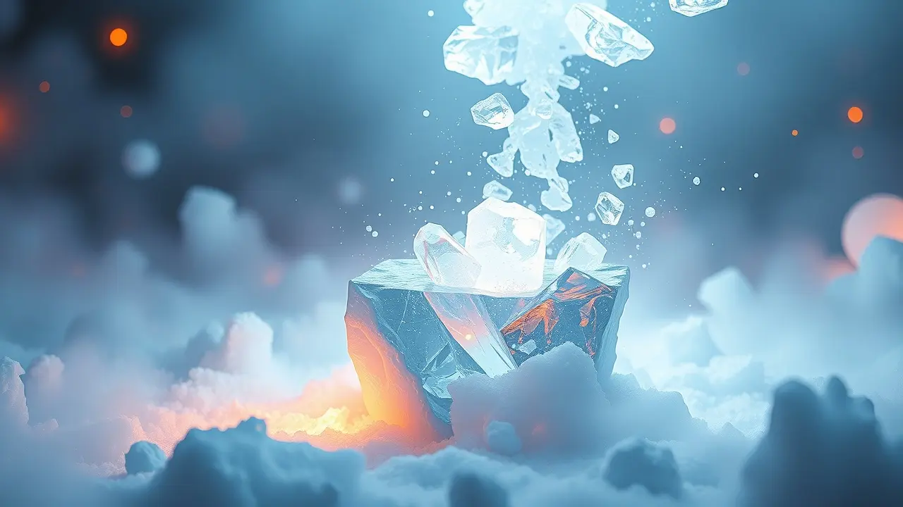 Sonho com sublimação: bloco de gelo se desfazendo em vapor