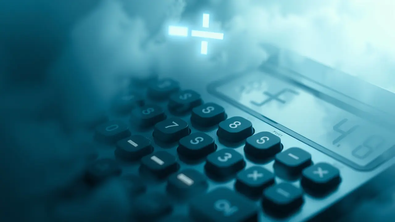 Calculadora com símbolo de subtração brilhante