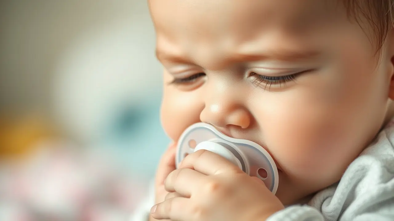 Bebê com chupeta, representando conforto e segurança