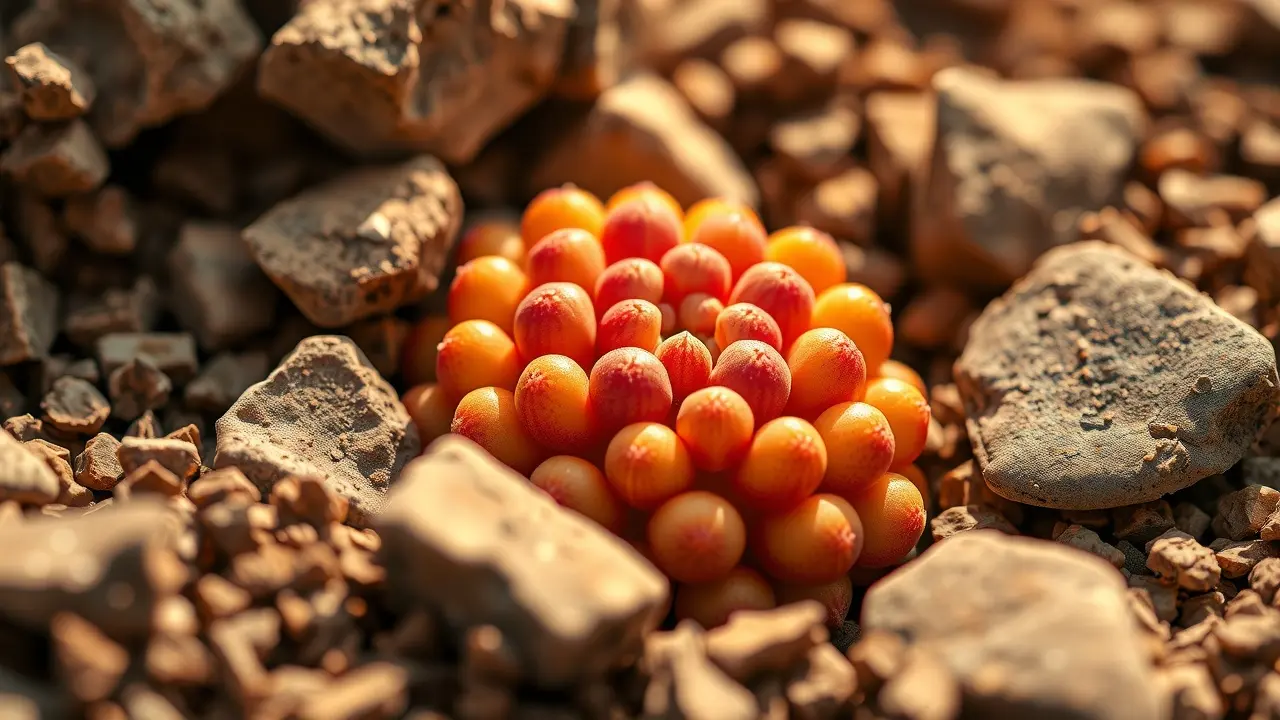 Suculenta-pedra em ambiente árido
