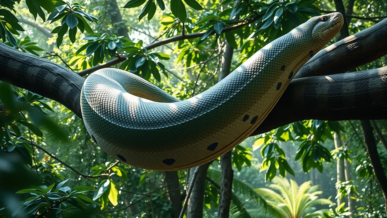 Sucuri gigante na floresta amazônica