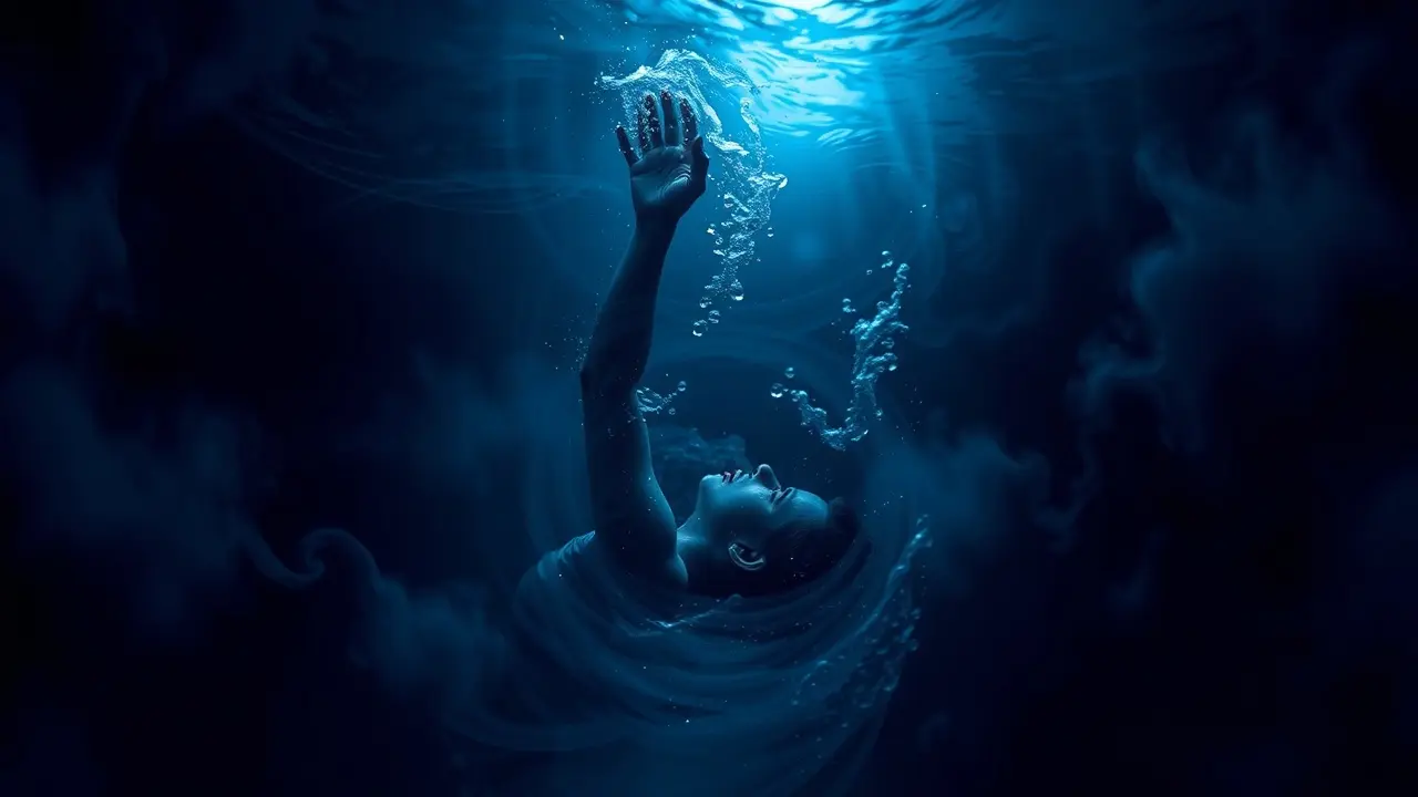 Pessoa se afogando em sonho com sufocamento.