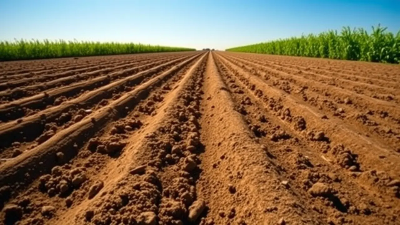 Sonhar com Sulco: Descubra o Significado Oculto Campo arado com sulcos profundos.