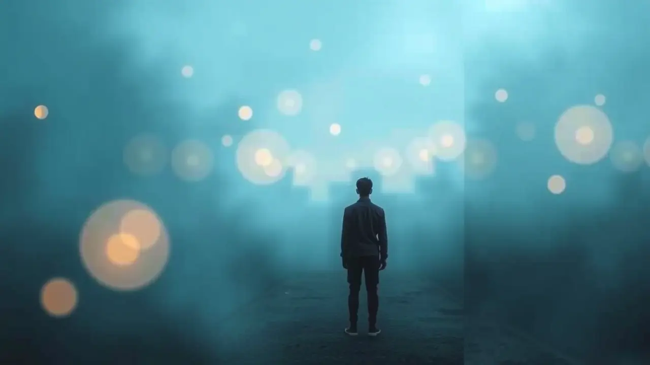 Sonhar com Suposição: Desvende os Significados Ocultos Pessoa em encruzilhada nebulosa, simbolizando incerteza.