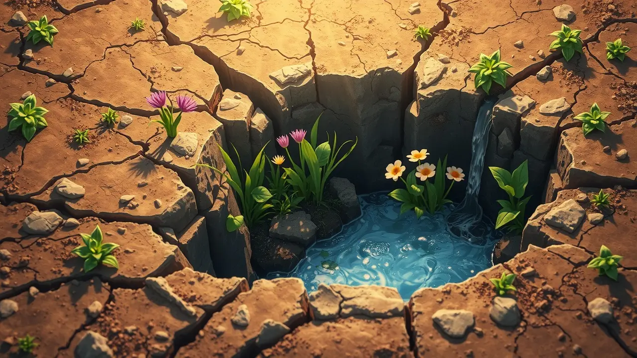 Sonhar com Surgimento: Descubra os Significados Ocultos Surgimento de água em terra seca, representando renovação.