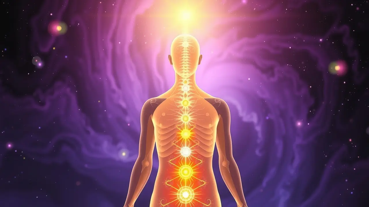 Sonhar com Sushumna: Desvende os Segredos do Seu Subconsciente Ilustração da energia Kundalini ascendendo pela Sushumna.