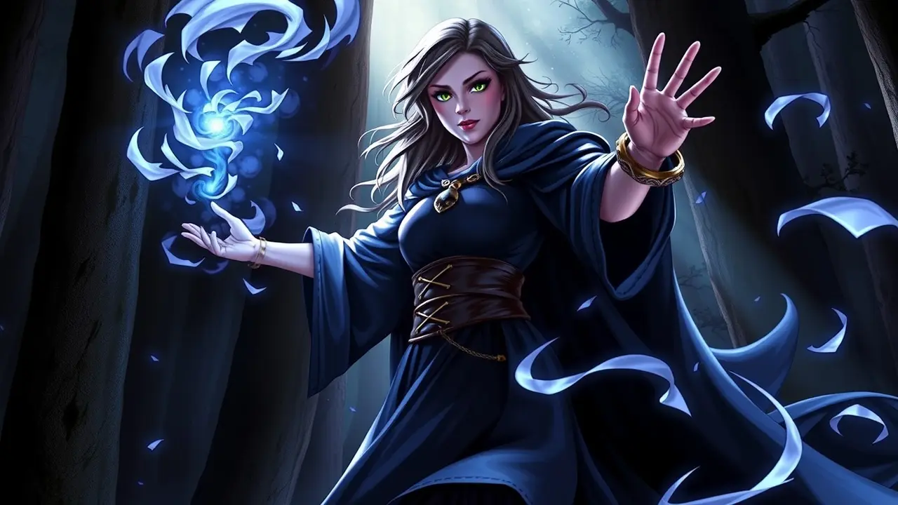 Sonhar com Sypha Belnades: Descubra o Significado Oculto Sypha Belnades conjurando magia na floresta