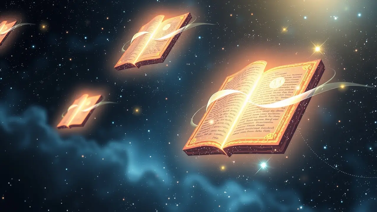 Tábuas Akáshicas brilhantes em sonho