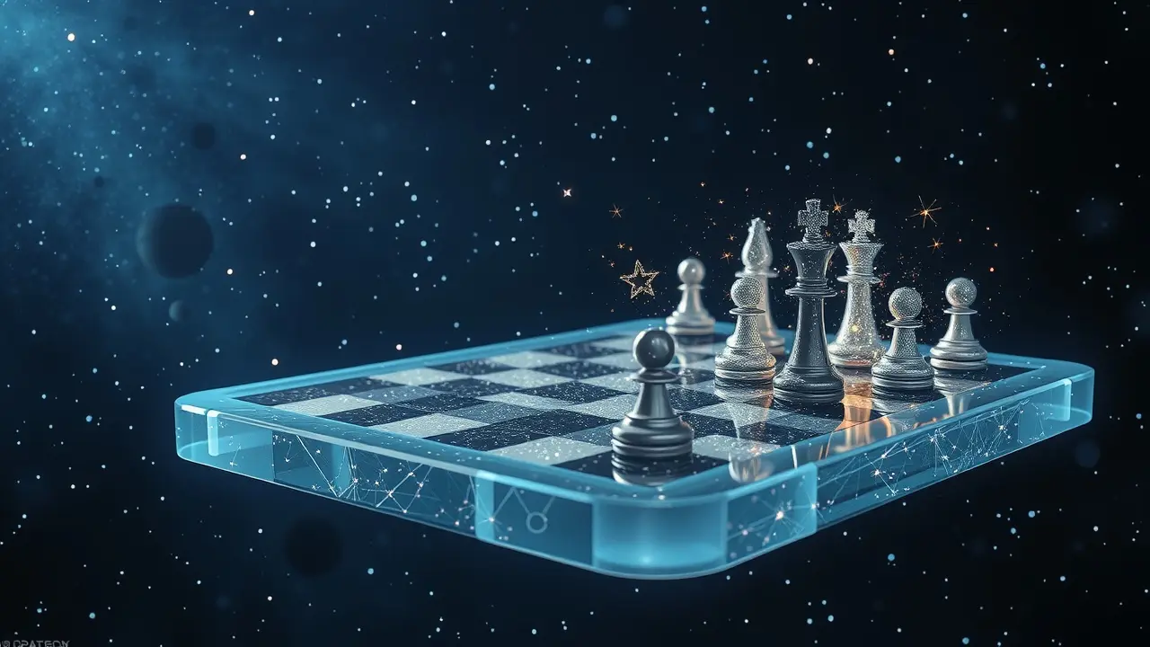 Tabuleiro de xadrez cósmico em sonho