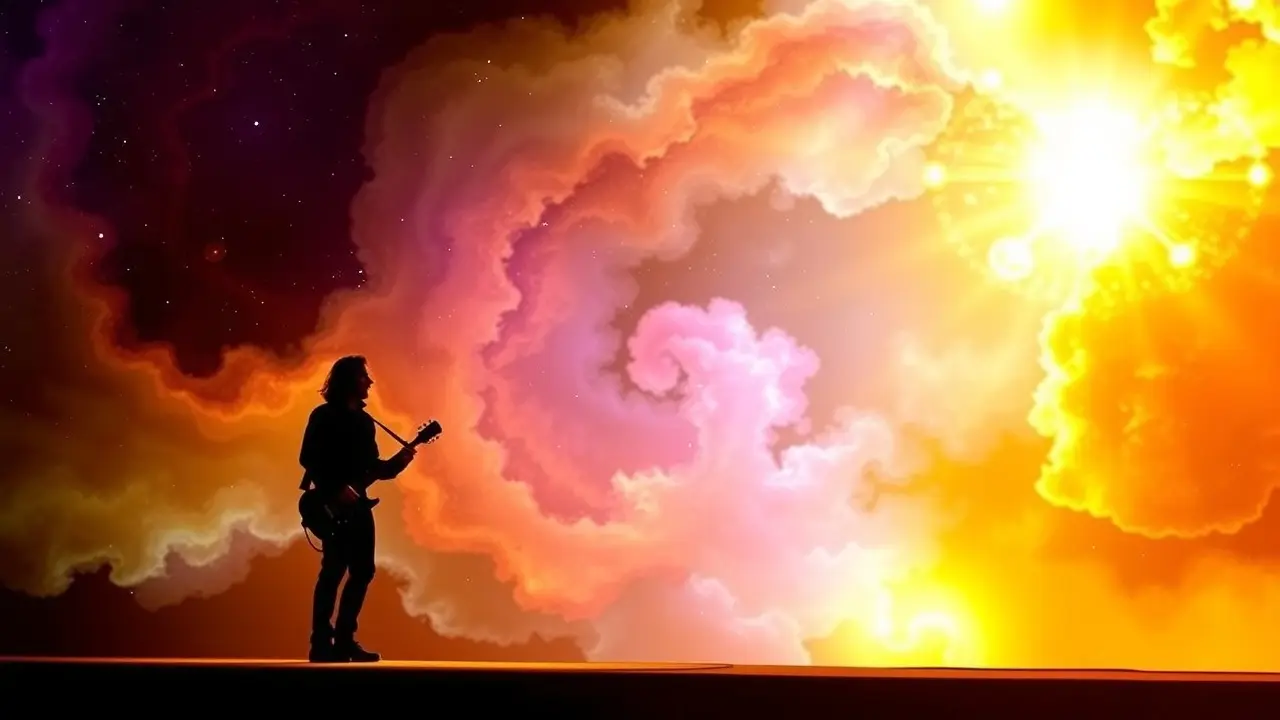 Sonhar com Talento: Descubra o Significado Oculto e Seu Potencial Pessoa silhuetada em palco com instrumento musical, simbolizando talento e potencial.