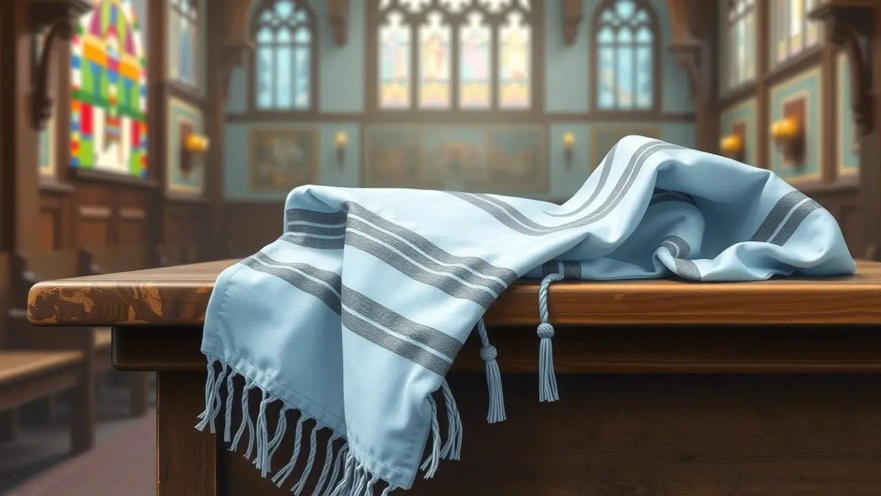 Sonhar com Talit: Descubra o Significado e as Mensagens Ocultas Talit azul com listras prateadas