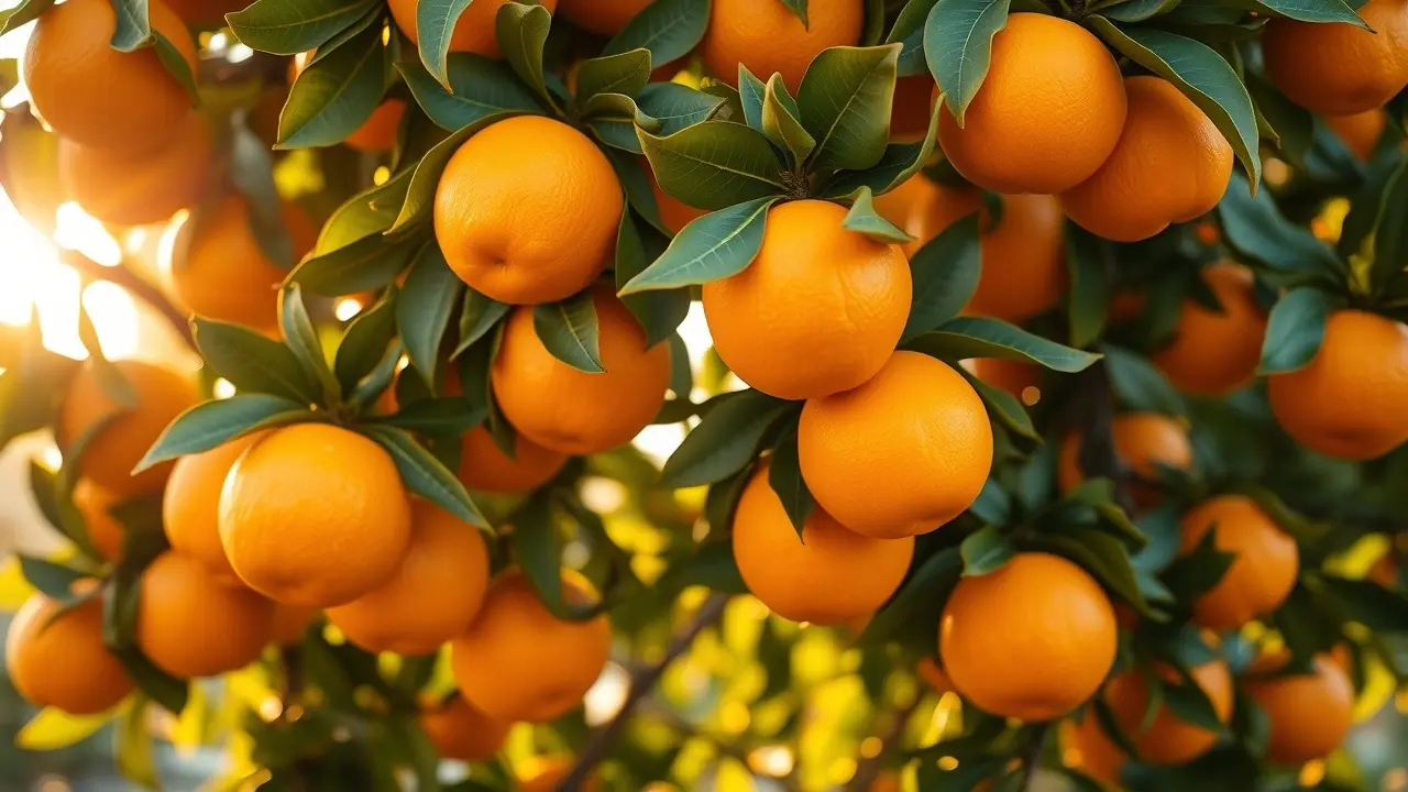 Sonhar com Tangerina: Descubra os Significados Ocultos! Pé de tangerina carregado de frutos maduros.
