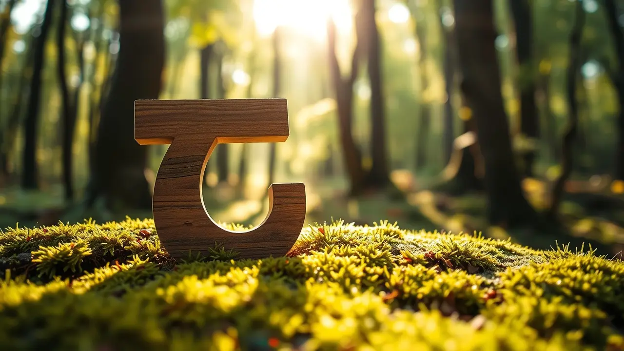 Significado de Sonhar com Tau: Decifre os Símbolos e Mensagens! Símbolo Tau de madeira sobre musgo.