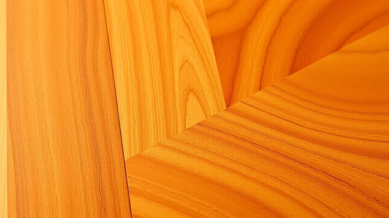 Detalhe da madeira teca com tons dourados