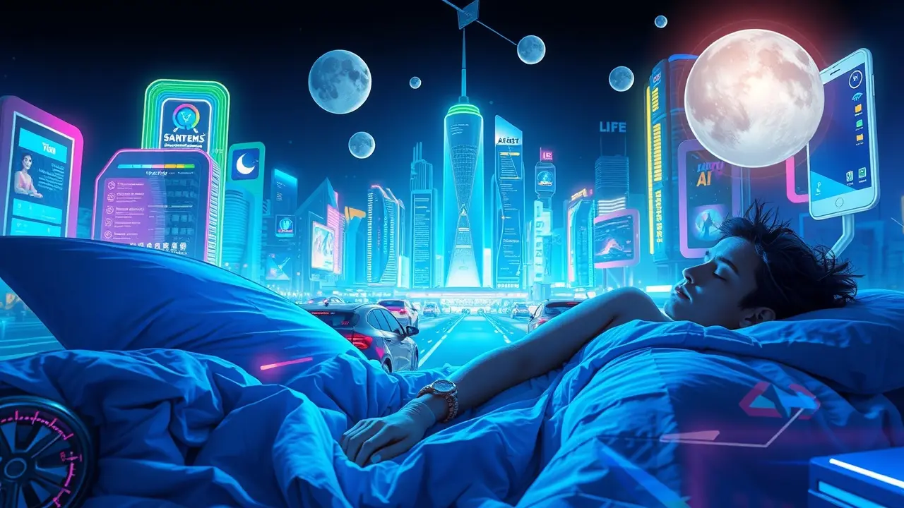 Pessoa sonhando com uma cidade futurista tecnológica.