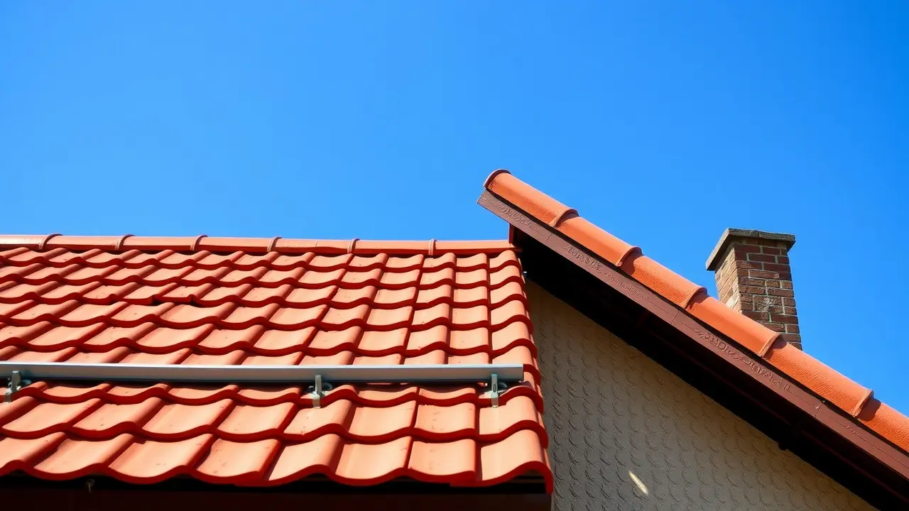 Telhado de casa sob céu azul