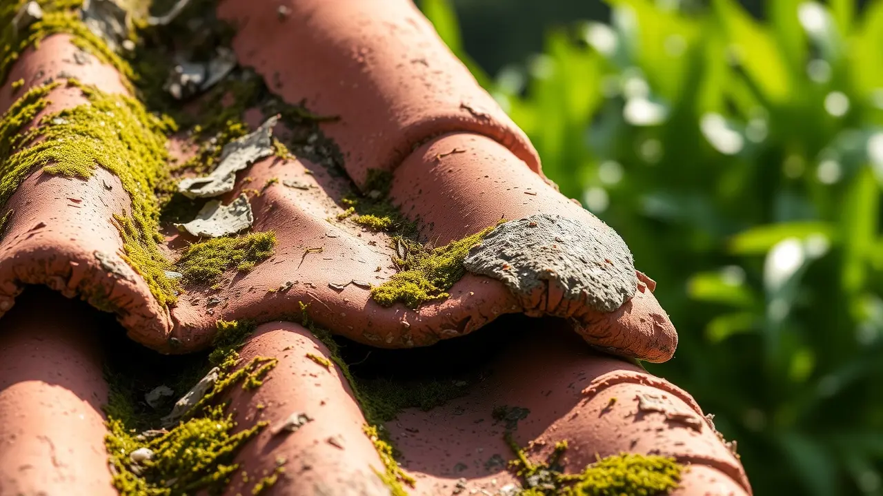 Telha de barro envelhecida com musgo