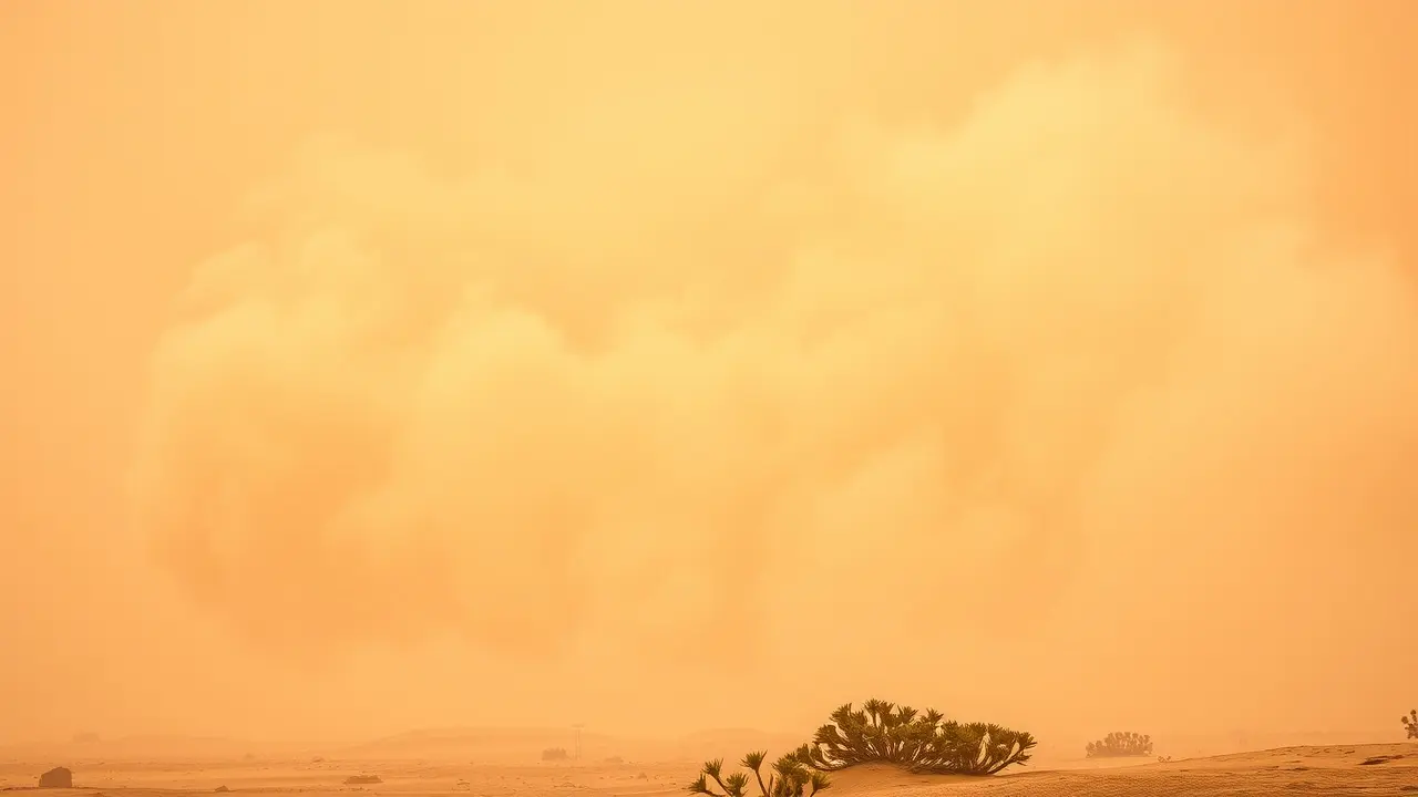Tempestade de areia no deserto.