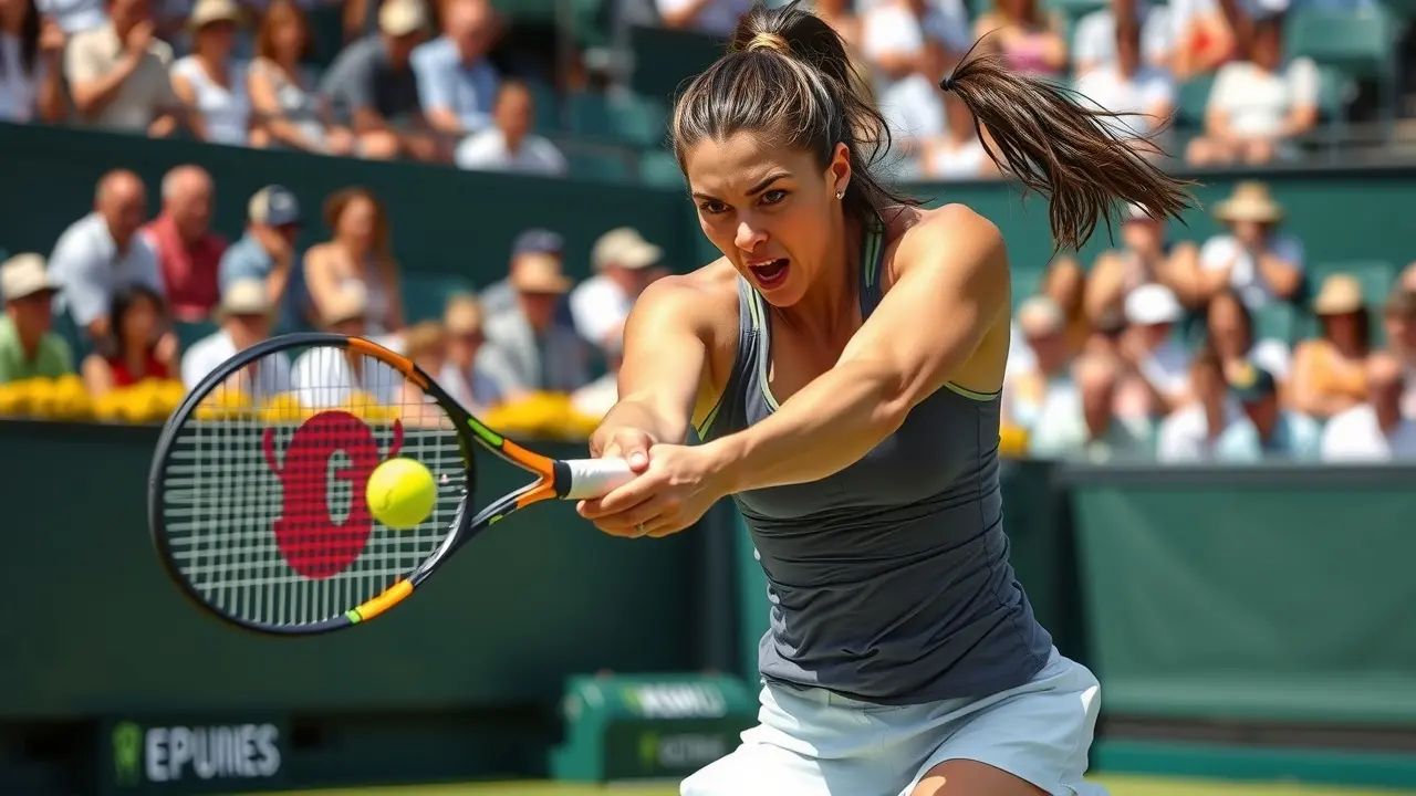 Mulher jogando tênis profissionalmente