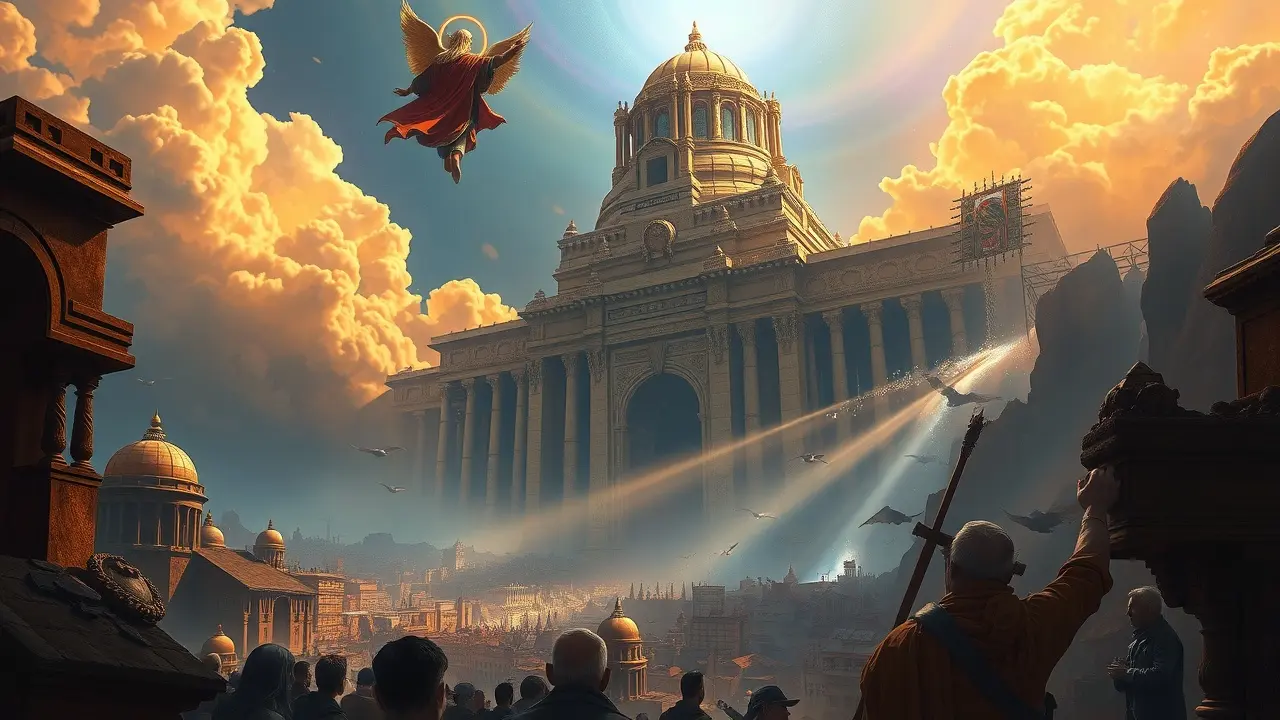 Sonho com templo teocrático e figuras celestiais