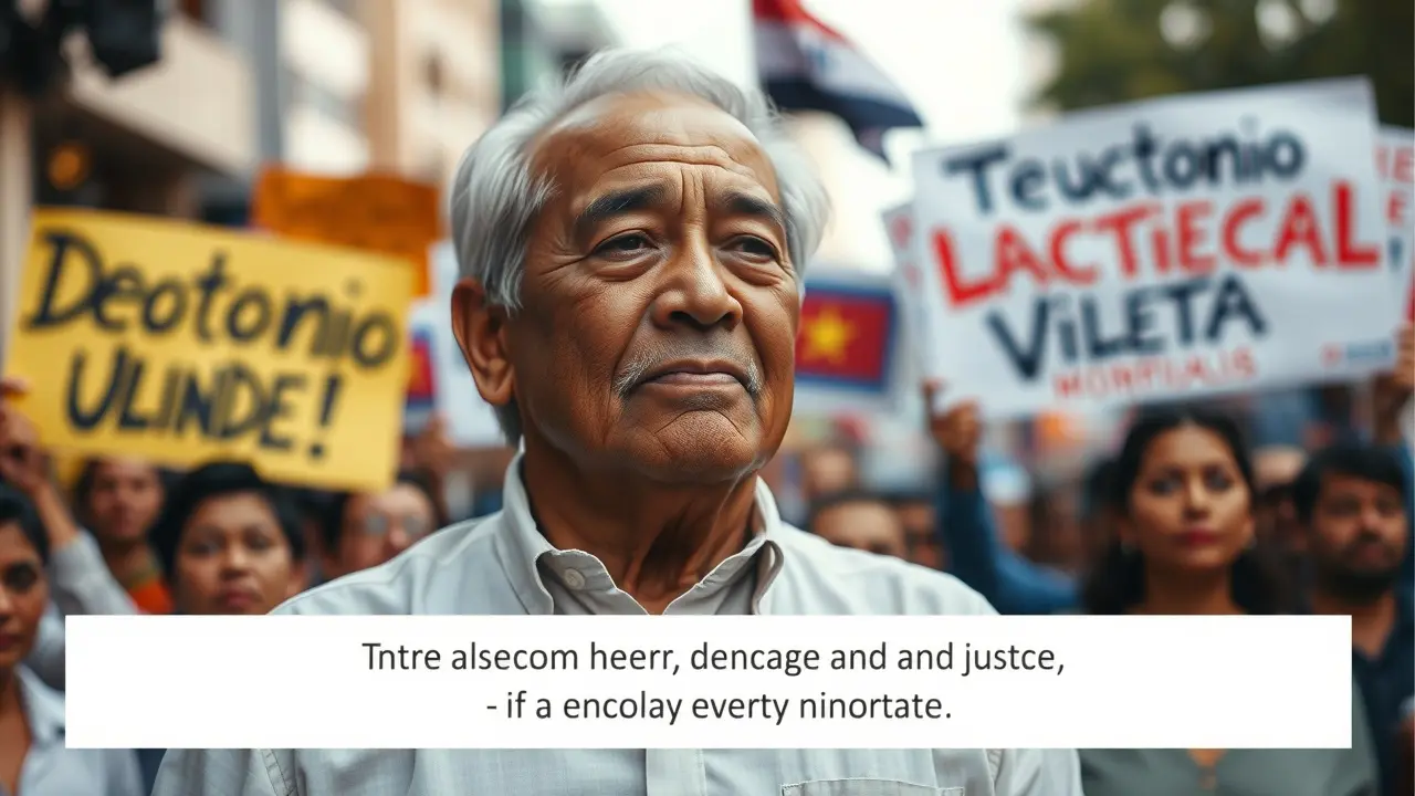 Retrato de Teotônio Vilela, simbolizando integridade e sabedoria.