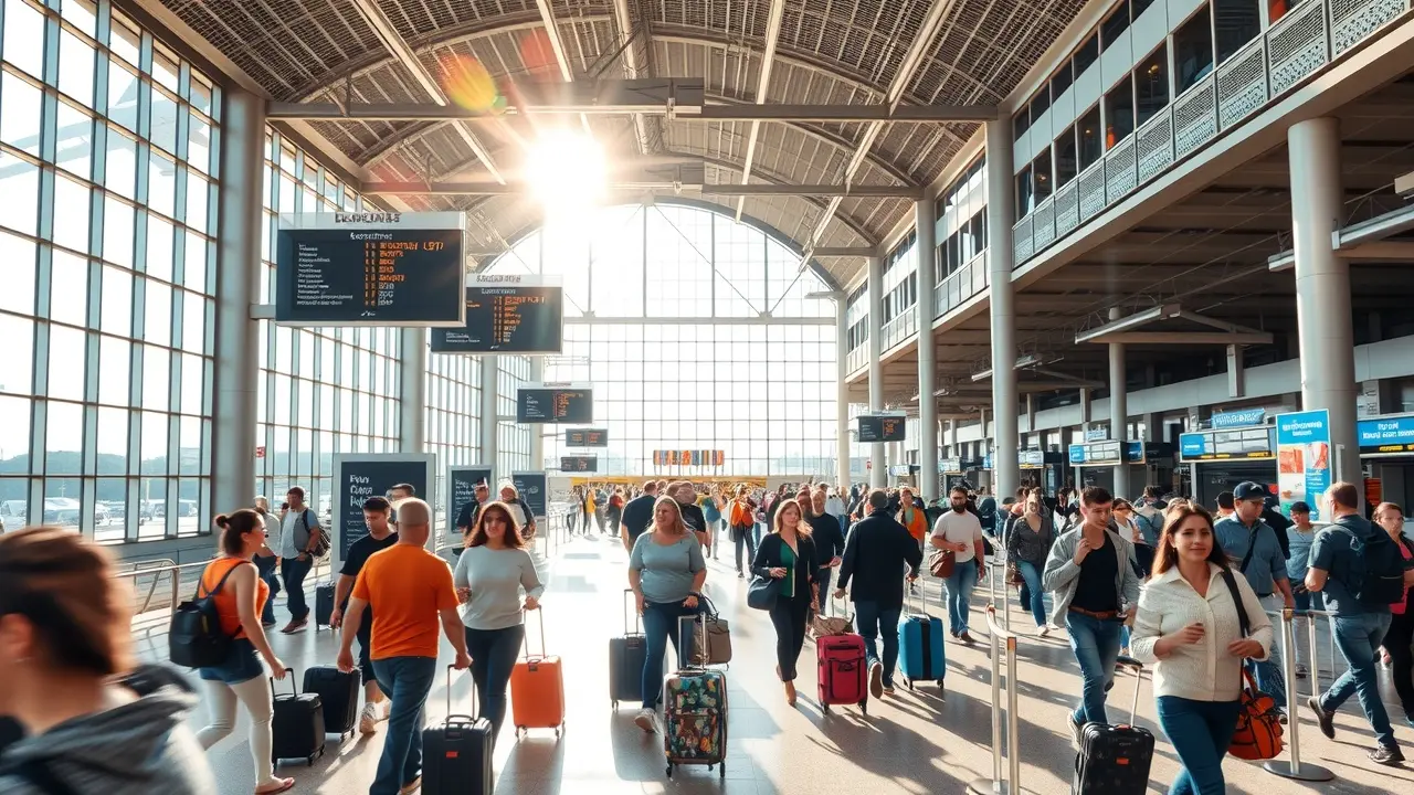 Terminal de aeroporto movimentado