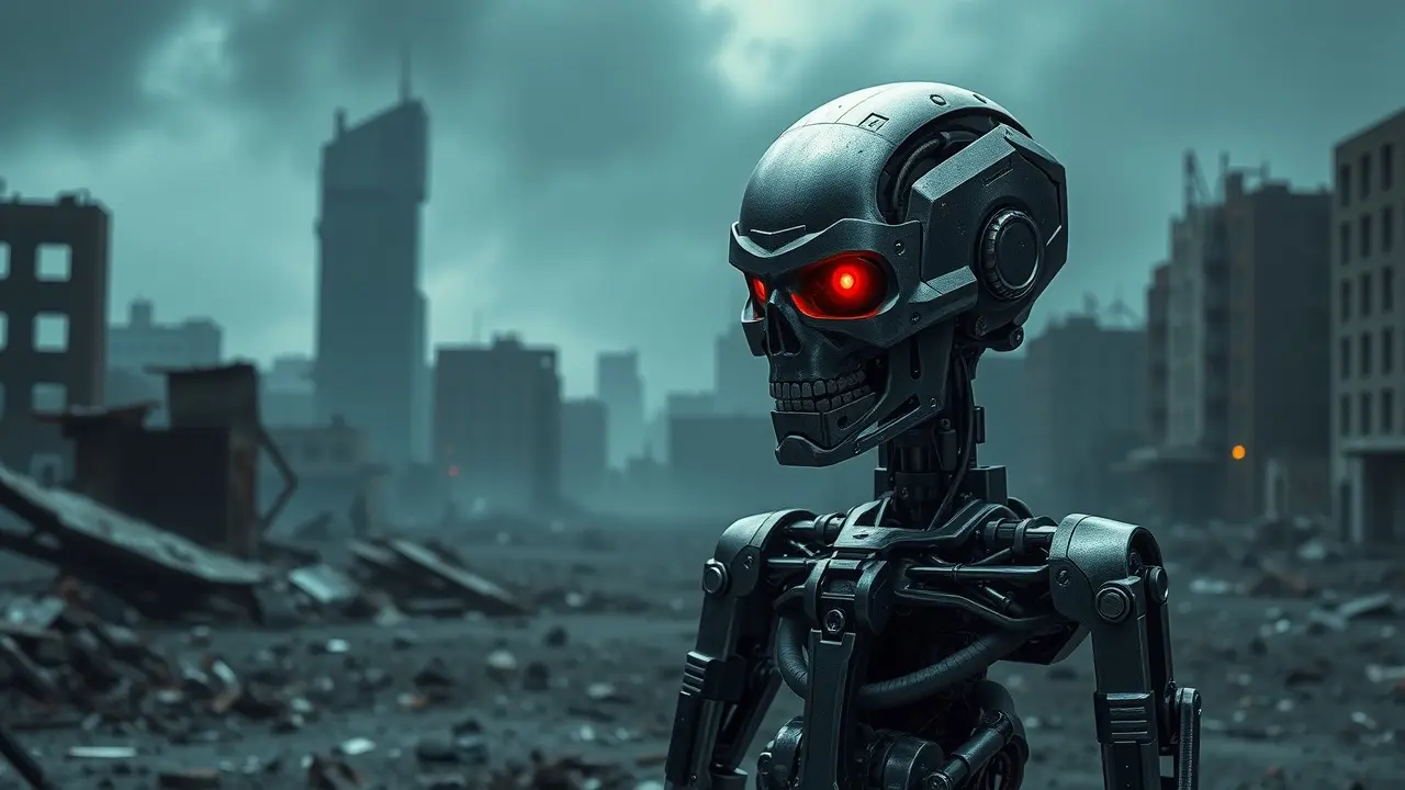 Significado de Sonhar com Terminator: Uma Análise Profunda Terminator em paisagem pós-apocalíptica.