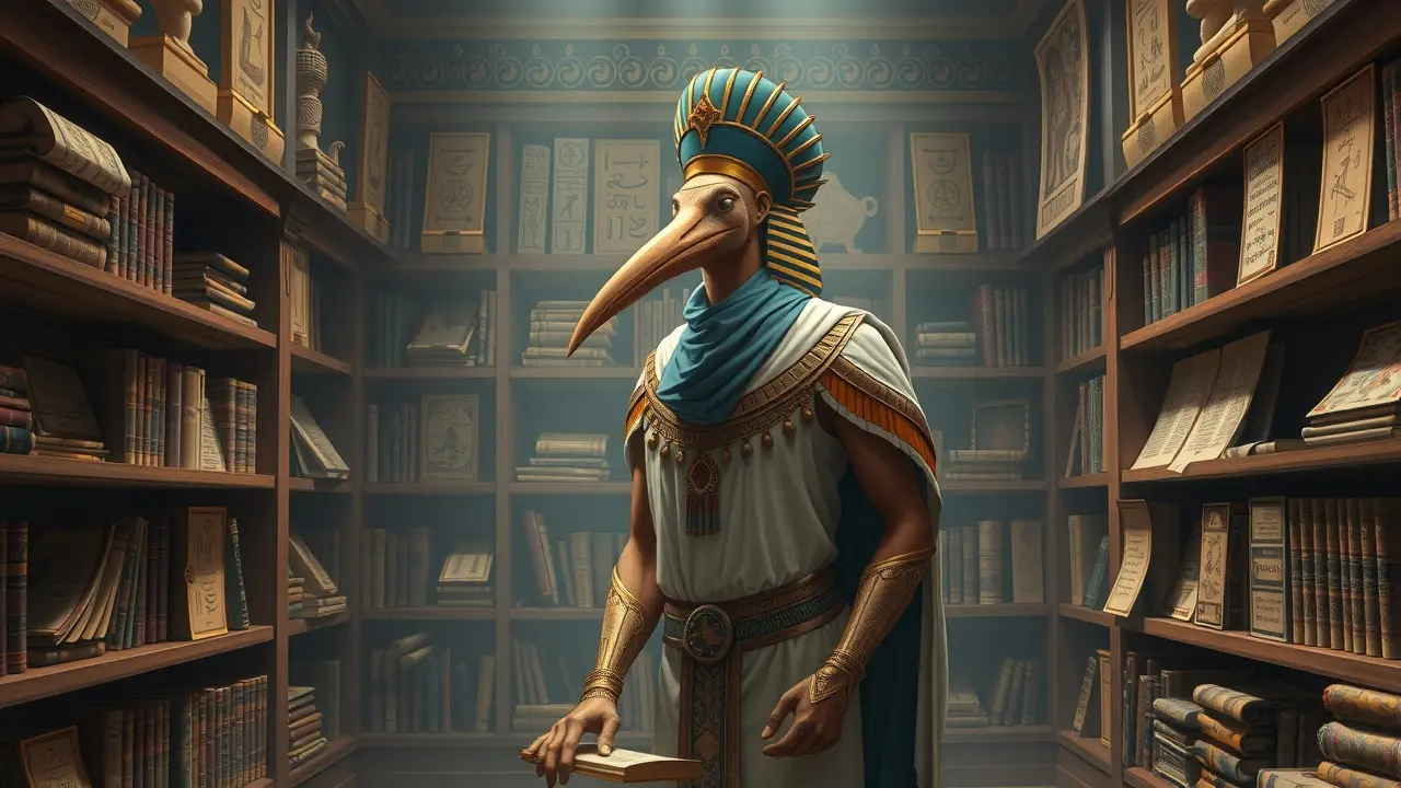 Sonhar com Thoth: Desvende os Mistérios do Deus da Sabedoria Representação de Thoth, o deus egípcio da sabedoria.