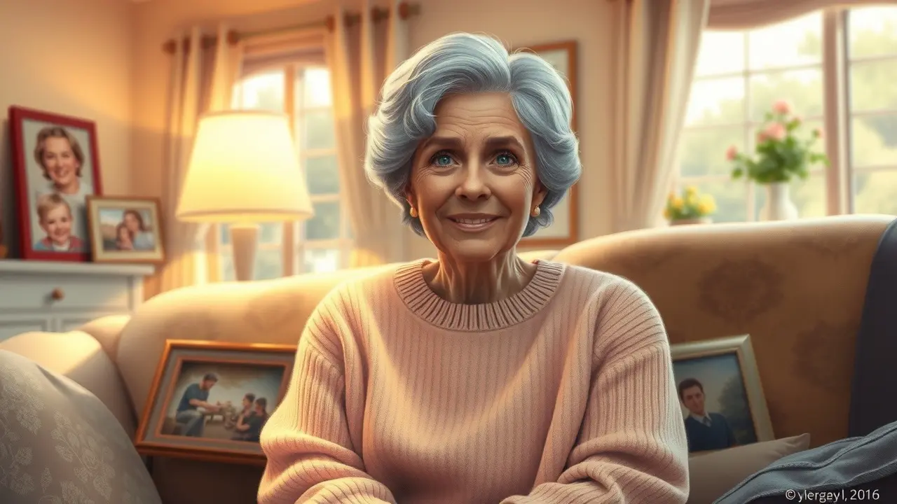 Significado de Sonhar com Tia: Interpretações e Reflexões Mulher sorrindo em sala aconchegante.