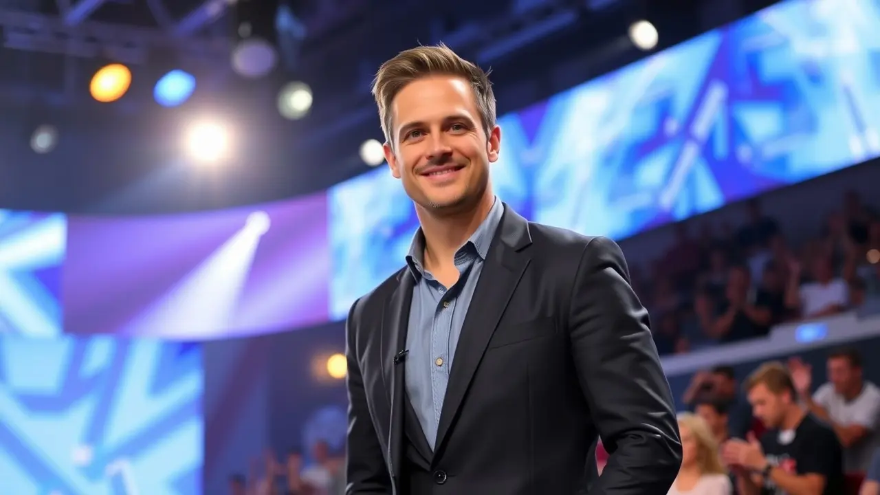 Significado de Sonhar com Tiago Leifert: Análise Completa Tiago Leifert sorrindo em palco de TV