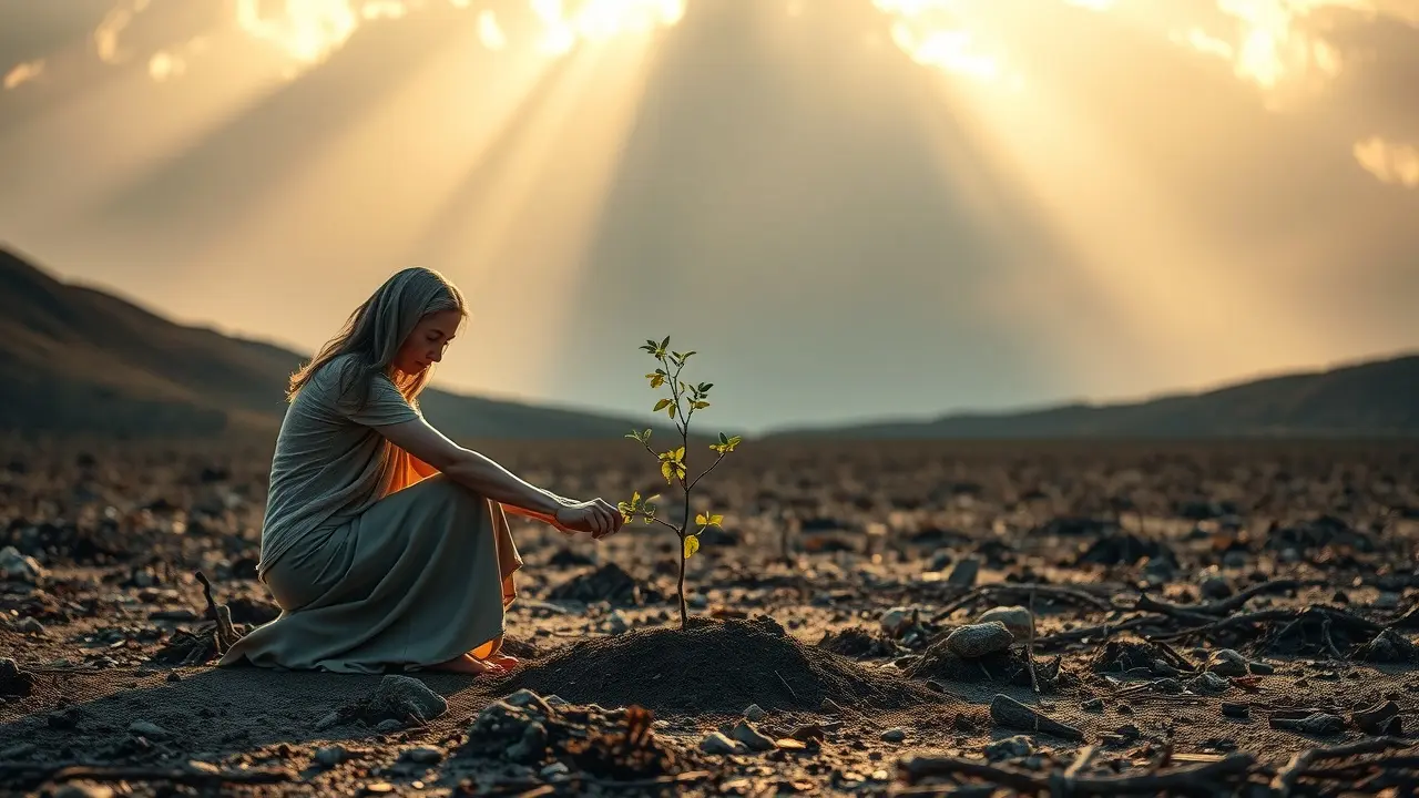 Significado de Sonhar com Tikkun Olam: Reparo do Mundo nos Sonhos Pessoa plantando árvore, simbolizando Tikkun Olam