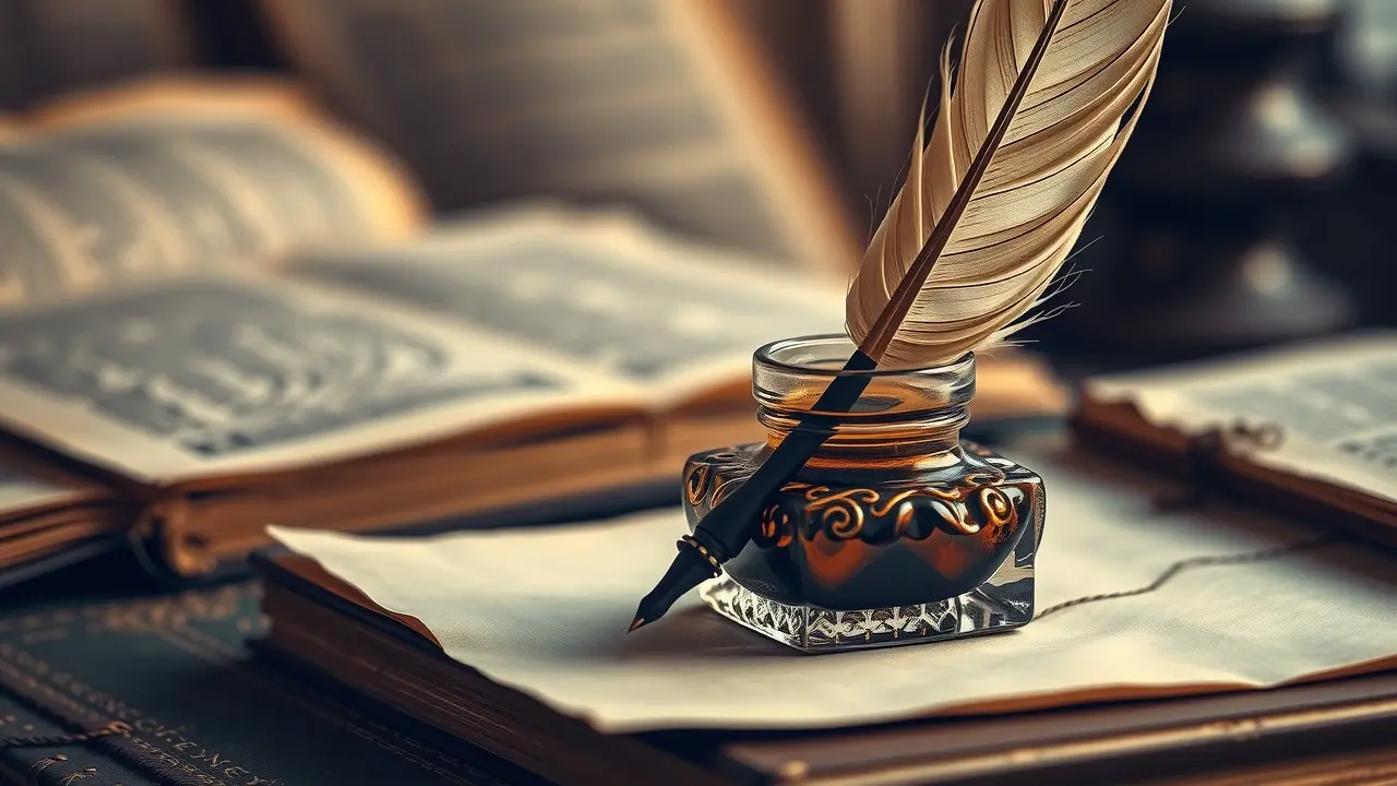 Sonhar com Tinteiro: Desvende os Significados Ocultos Tinteiro antigo com pena