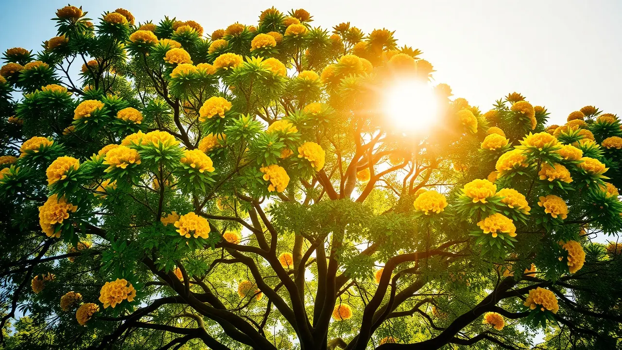 Sonhar com Tipuana: Descubra o Significado e as Mensagens Ocultas Tipuana exuberante em dia ensolarado