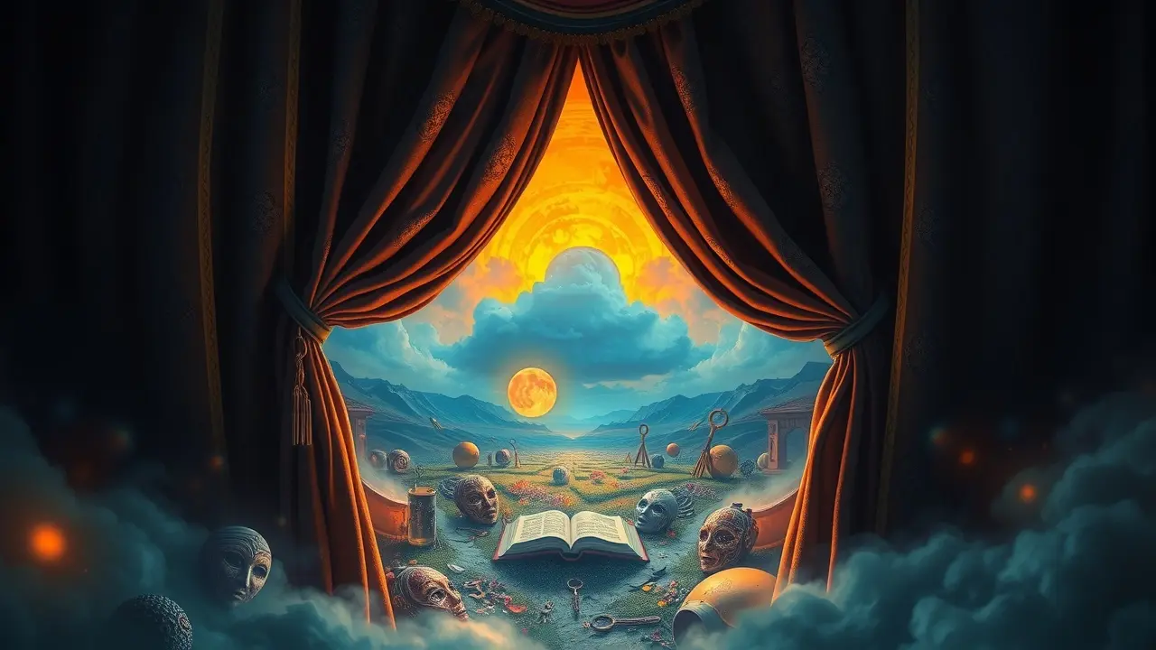 Sonhar com Tiração: Descubra o Significado Oculto Ilustração de alguém puxando uma cortina em um sonho.