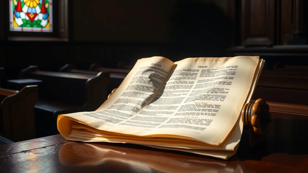 Rolo da Torá iluminado em sinagoga.