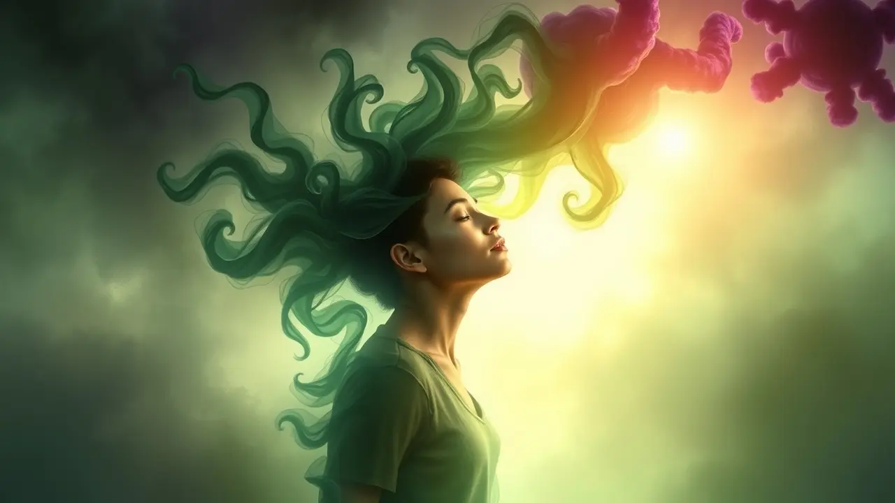 Pessoa se libertando de toxinas em sonho.