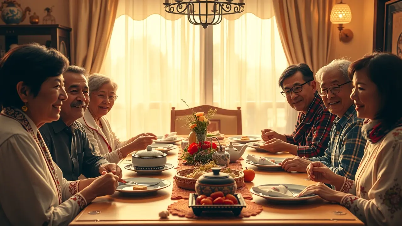 Significado de Sonhar com Tradição: Herança, Família e Memórias Família reunida celebrando tradição à mesa
