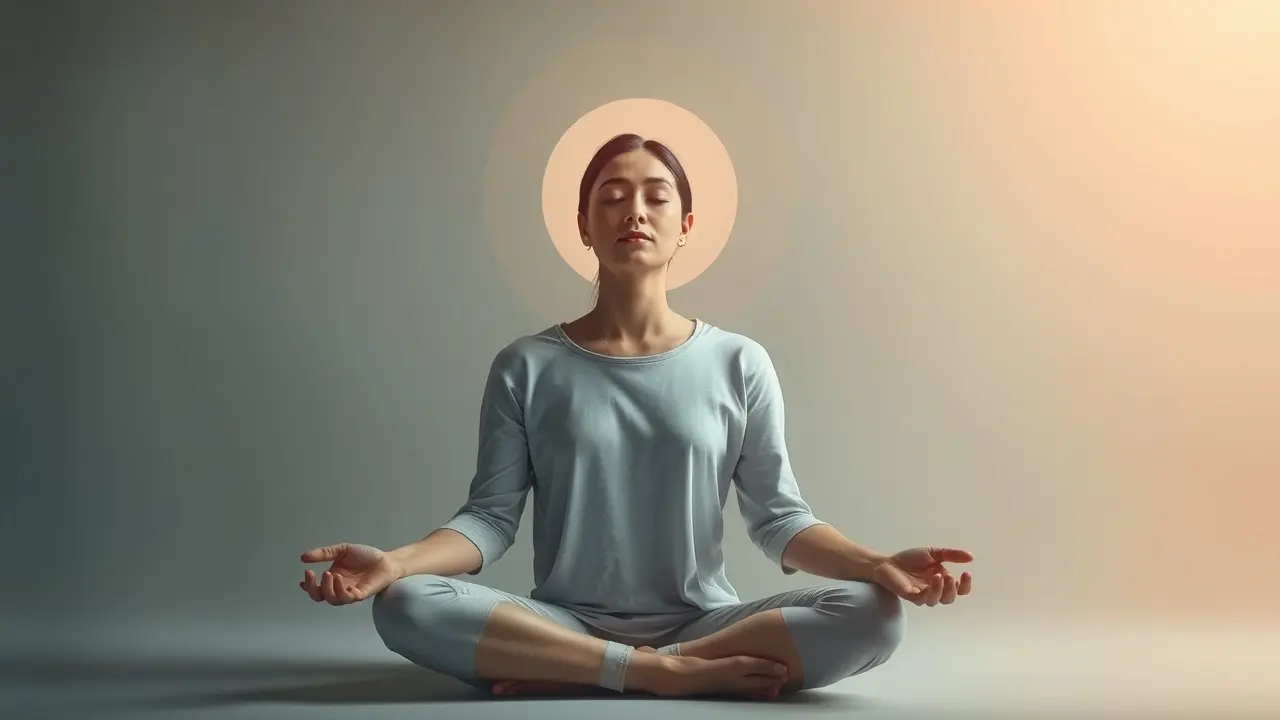 Pessoa em meditação profunda durante transe espiritual.