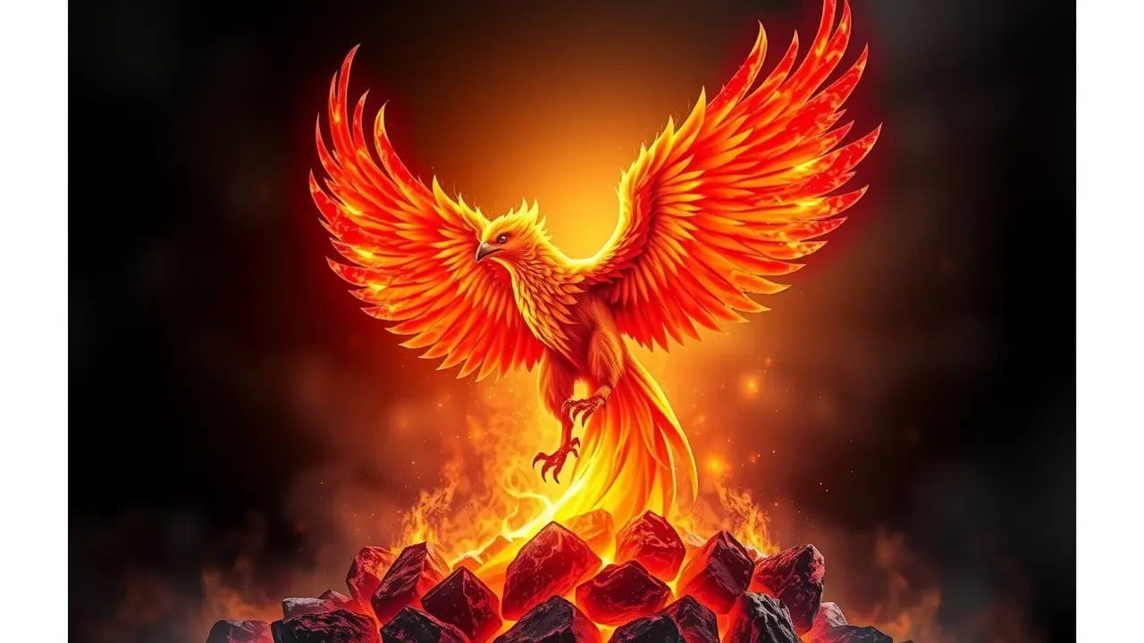 Sonhar com Transmutação: Desvende os Significados Ocultos Fênix renascendo das cinzas, simbolizando a transmutação.