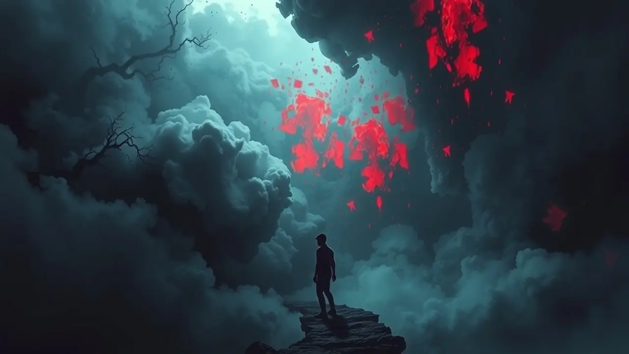 Sonhadora envolta em memórias sombrias.