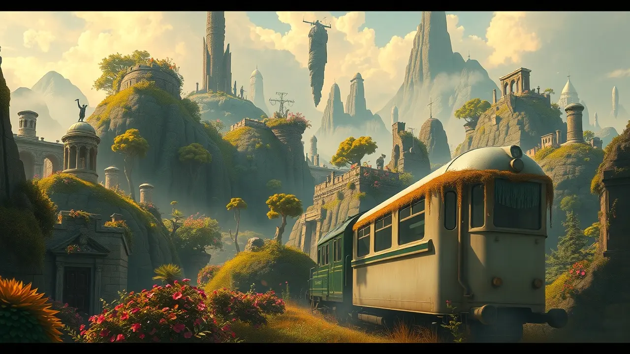 Sonhar com Trem: Descubra os Significados e Interpretações Trem atravessando paisagem surreal