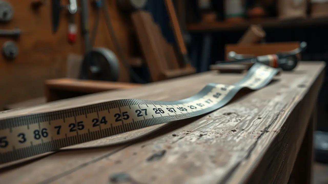 Trena antiga sobre bancada de madeira.