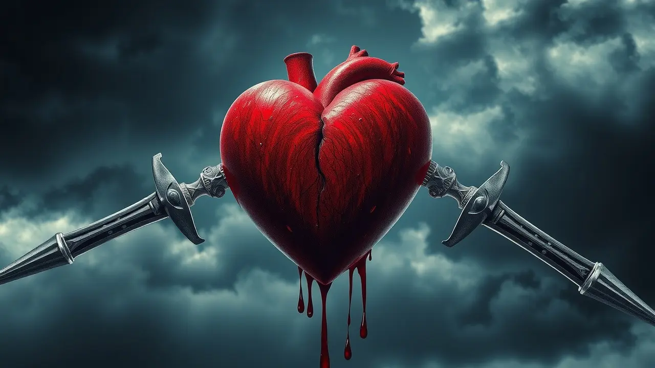 Sonhar com Três de Espadas: Decifre o Significado e as Emoções Ocultas Coração trespassado por três espadas.