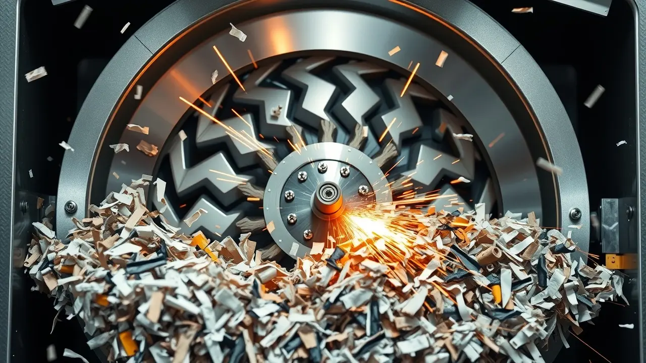 Homem operando triturador industrial